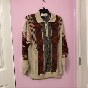 Vintage umberto rosetti quarter zip Geometric Pattern Sweater
